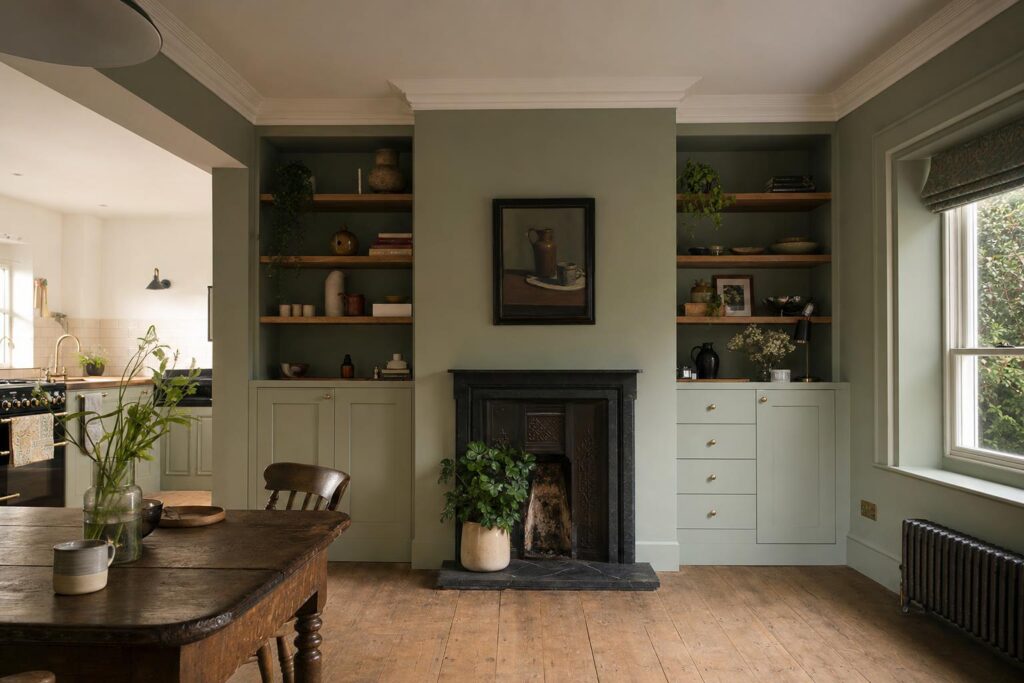 Bespoke alcove joinery in a UK period home kitchen and dining space