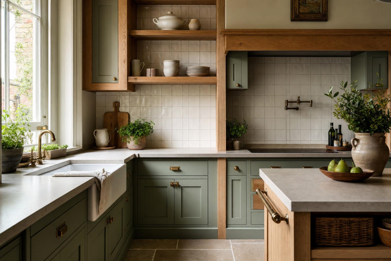 Bespoke kitchen with real wood finishes, painted cabinetry and natural materials