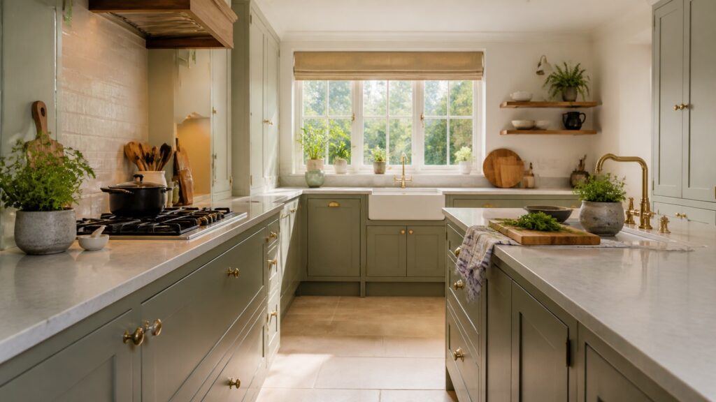 Bespoke kitchen with separate prep areas for two cooks