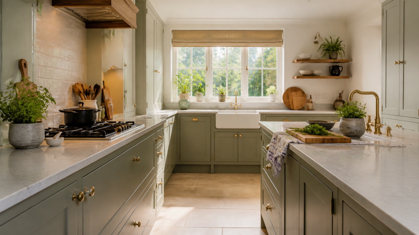 Bespoke kitchen with separate prep areas for two cooks